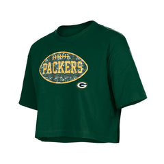 Green Bay Packers New Era Girl's Flip Sequin Boxy T-Shirt Green | NFL