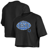 Indianapolis Colts New Era Girl's Flip Sequin Boxy T-Shirt Black | NFL