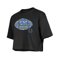 Indianapolis Colts New Era Girl's Flip Sequin Boxy T-Shirt Black | NFL
