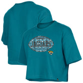 Jacksonville Jaguars New Era Girl's Flip Sequin Boxy T-Shirt Teal | NFL