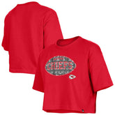 Kansas City Chiefs New Era Girl's Flip Sequin Boxy T-Shirt Red | NFL