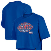 New York Giants New Era Girl's Flip Sequin Boxy T-Shirt Royal | NFL