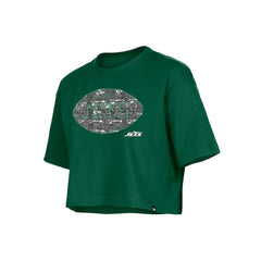 New York Jets New Era Girl's Flip Sequin Boxy T-Shirt Green | NFL