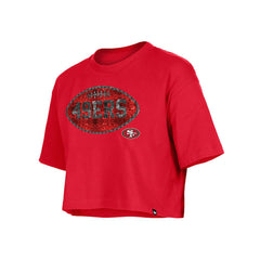 San Francisco 49ers New Era Girl's Flip Sequin Boxy T-Shirt Scarlet | NFL