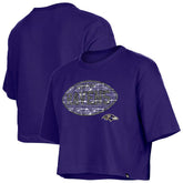 Baltimore Ravens New Era Girl's Flip Sequin Boxy T-Shirt Purple | NFL