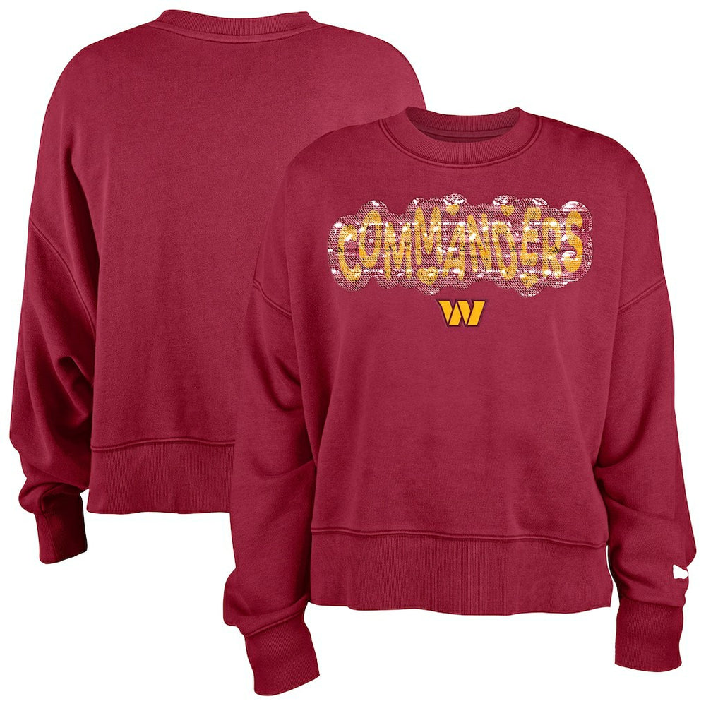 Washington Commanders New Era Girl's Flip Sequin Sweatshirt Burgundy | NFL