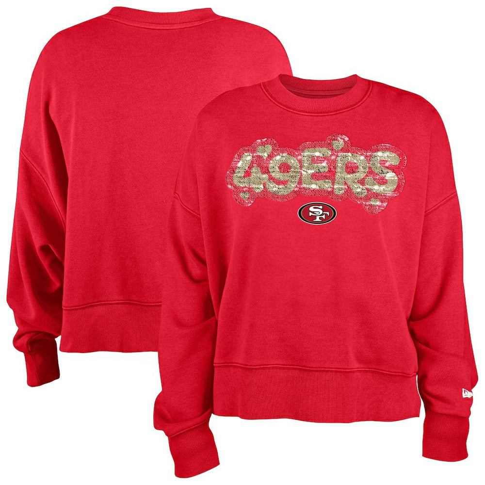 San Francisco 49ers New Era Girl's Flip Sequin Sweatshirt Scarlet | NFL