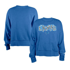 Detroit Lions New Era Girl's Flip Sequin Sweatshirt Blue | NFL