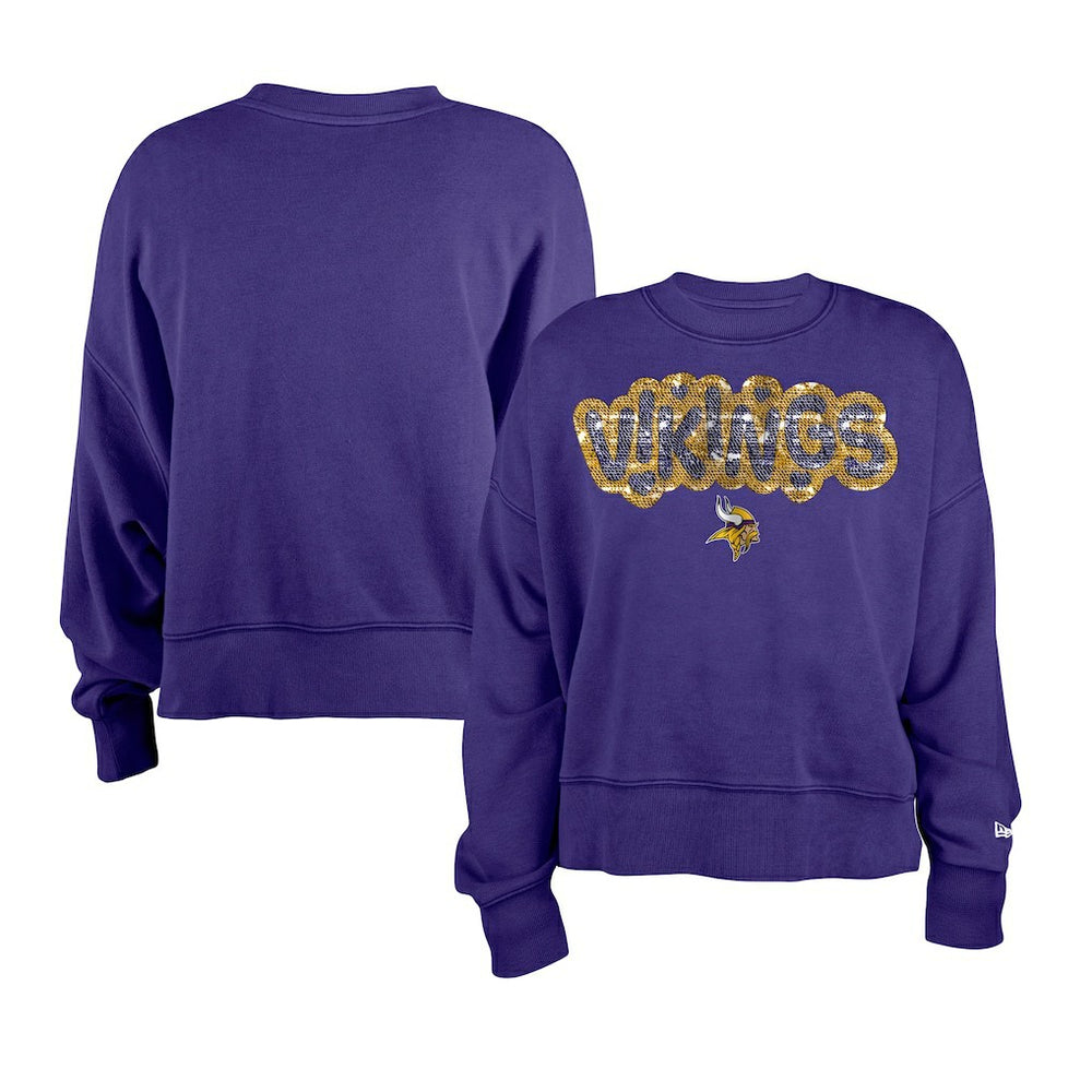 Minnesota Vikings New Era Girl's Flip Sequin Sweatshirt Purple | NFL