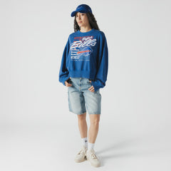 Buffalo Bills New Era Women's Oversized Throwback Mineral Wash Crew Neck Sweatshirt Royal | NFL