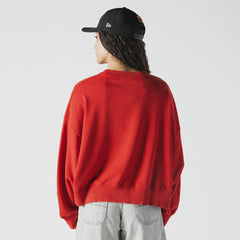 San Francisco 49ers New Era Women's Oversized Throwback Mineral Wash Crew Neck Sweatshirt Scarlet | NFL