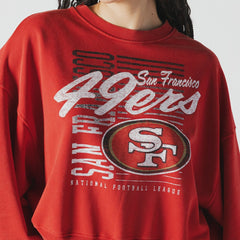 San Francisco 49ers New Era Women's Oversized Throwback Mineral Wash Crew Neck Sweatshirt Scarlet | NFL