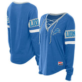 Detroit Lions New Era Women's Throwback Lace-Up Long-Sleeve T-Shirt Blue | NFL