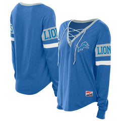 Detroit Lions New Era Women's Throwback Lace-Up Long-Sleeve T-Shirt Blue | NFL