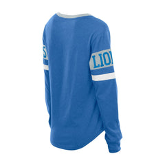 Detroit Lions New Era Women's Throwback Lace-Up Long-Sleeve T-Shirt Blue | NFL