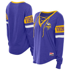 Minnesota Vikings New Era Women's Throwback Lace-Up Long-Sleeve T-Shirt Purple | NFL