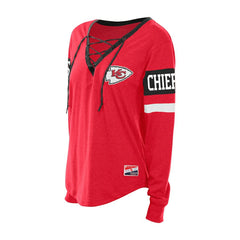 Kansas City Chiefs New Era Women's Throwback Lace-Up Long-Sleeve T-Shirt Red | NFL