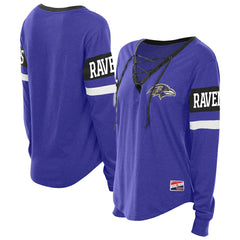 Baltimore Ravens New Era Women's Throwback Lace-Up Long-Sleeve T-Shirt Purple | NFL