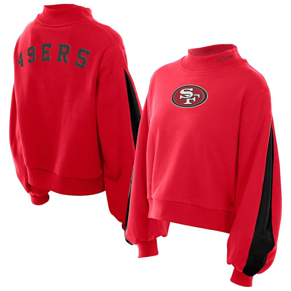 San Francisco 49ers New Era Women's Sport Night Mock Neck Balloon Sleeve Pullover Sweatshirt Scarlet | NFL