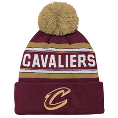 Cleveland Cavaliers Outerstuff Youth Backboard Jacquard Cuffed Knit Hat with Pom Wine - NBA