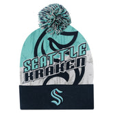 Seattle Kraken Outerstuff Youth New Edge Cuffed Knit Hat with Pom - Navy - NHL