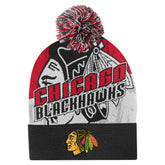 Chicago Blackhawks Outerstuff Youth New Edge Cuffed Knit Hat with Pom - Red - NHL