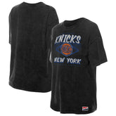New York Knicks Women's Throwback Mineral Wash Oversized T-Shirt Black - NBA