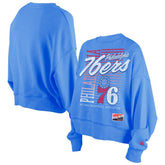 Philadelphia 76ers Women's Boxy Throwback Mineral Wash Sweatshirt Royal - NBA