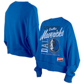 Dallas Mavericks Women's Boxy Throwback Mineral Wash Sweatshirt Blue - NBA