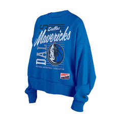 Dallas Mavericks Women's Boxy Throwback Mineral Wash Sweatshirt Blue - NBA