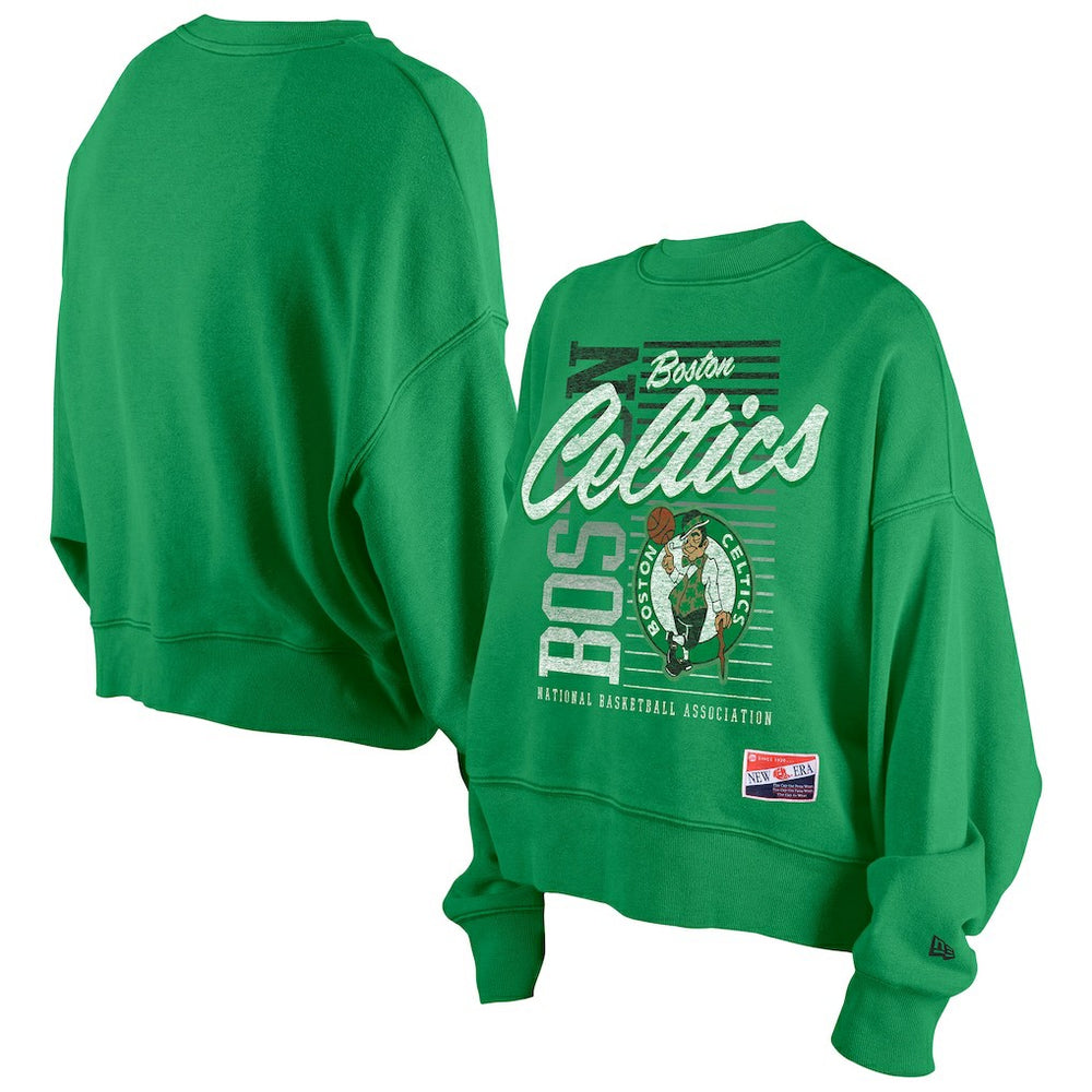 Boston Celtics Women's Boxy Throwback Mineral Wash Sweatshirt Kelly Green - NBA