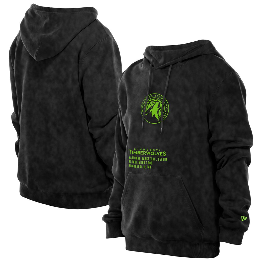Minnesota Timberwolves Sport Night Mineral Wash Pullover Hoodie Black - NBA
