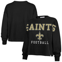 New Orleans Saints '47 Women's Outreach City Oversized Long Sleeve T-Shirt Black | 47 brand
