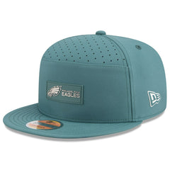 Philadelphia Eagles New Era 2025 Sideline Split Panel 9FIFTY Snapback Hat Midnight Green | NFL