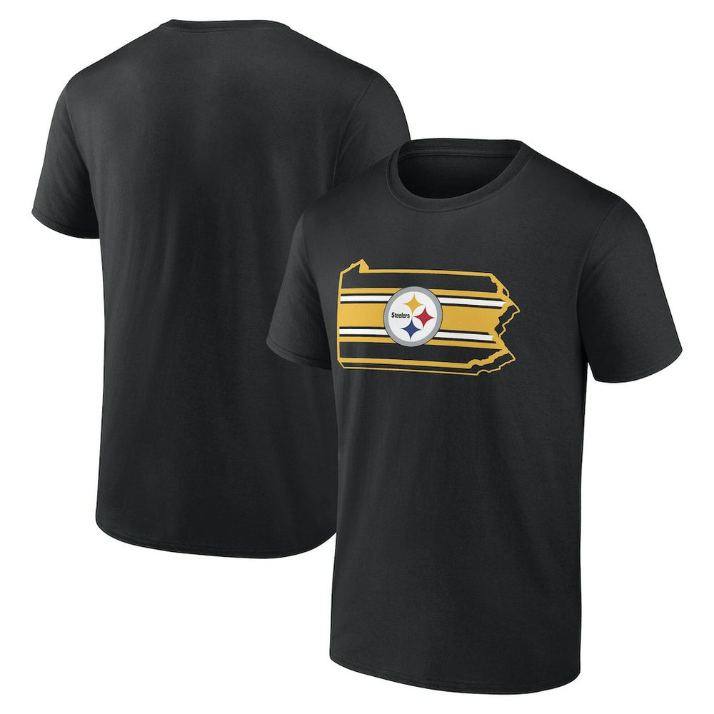 Pittsburgh Steelers State Outline T-Shirt Black | NFL
