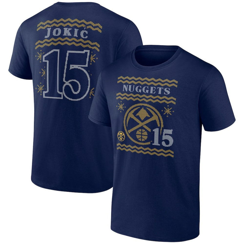 Nikola Jokic Denver Nuggets Ugly Sweater Name & Number T-Shirt Navy - NBA