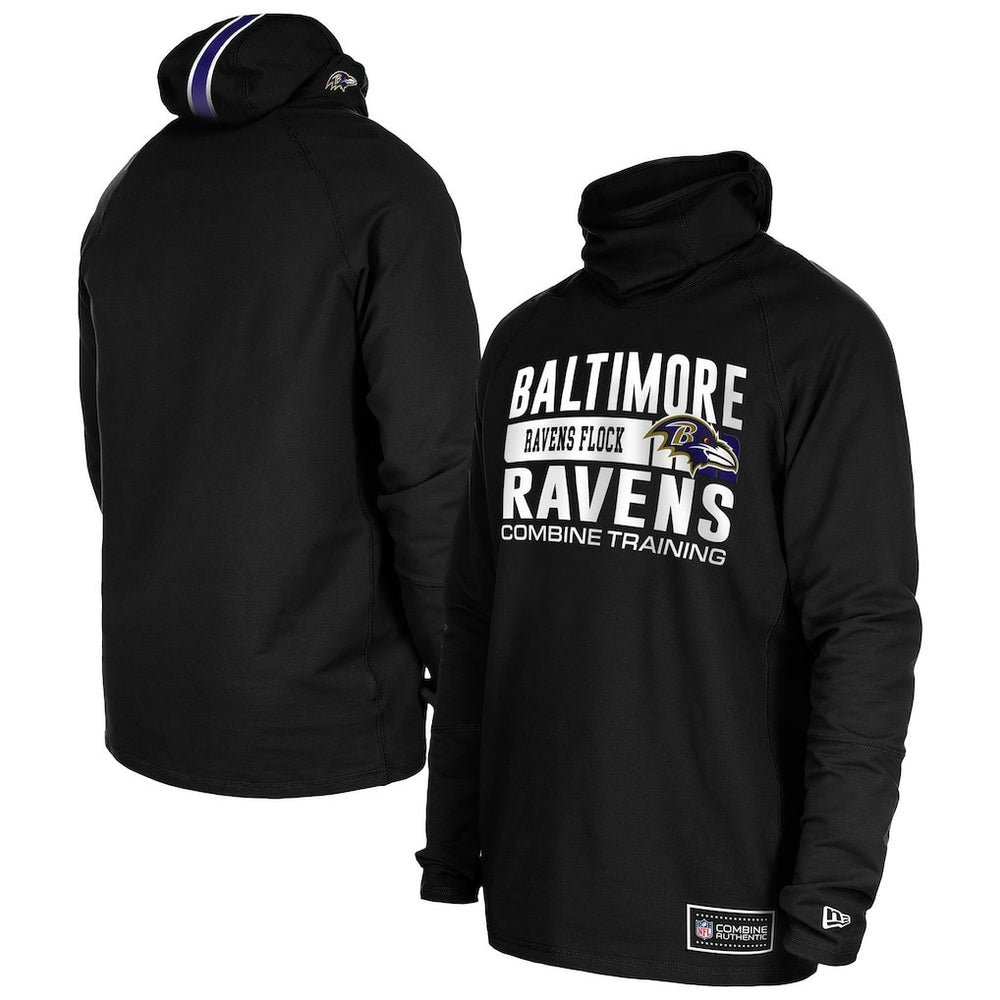 Baltimore Ravens New Era Functional Fandom Balaclava Helmet Stripe Tri-Blend Hoodie Black | NFL