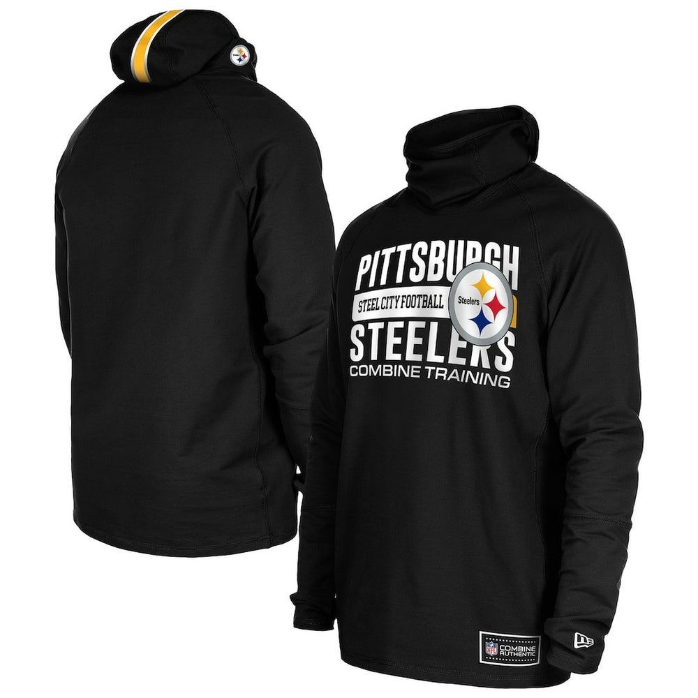 Pittsburgh Steelers New Era Functional Fandom Balaclava Helmet Stripe Tri-Blend Hoodie Black | NFL