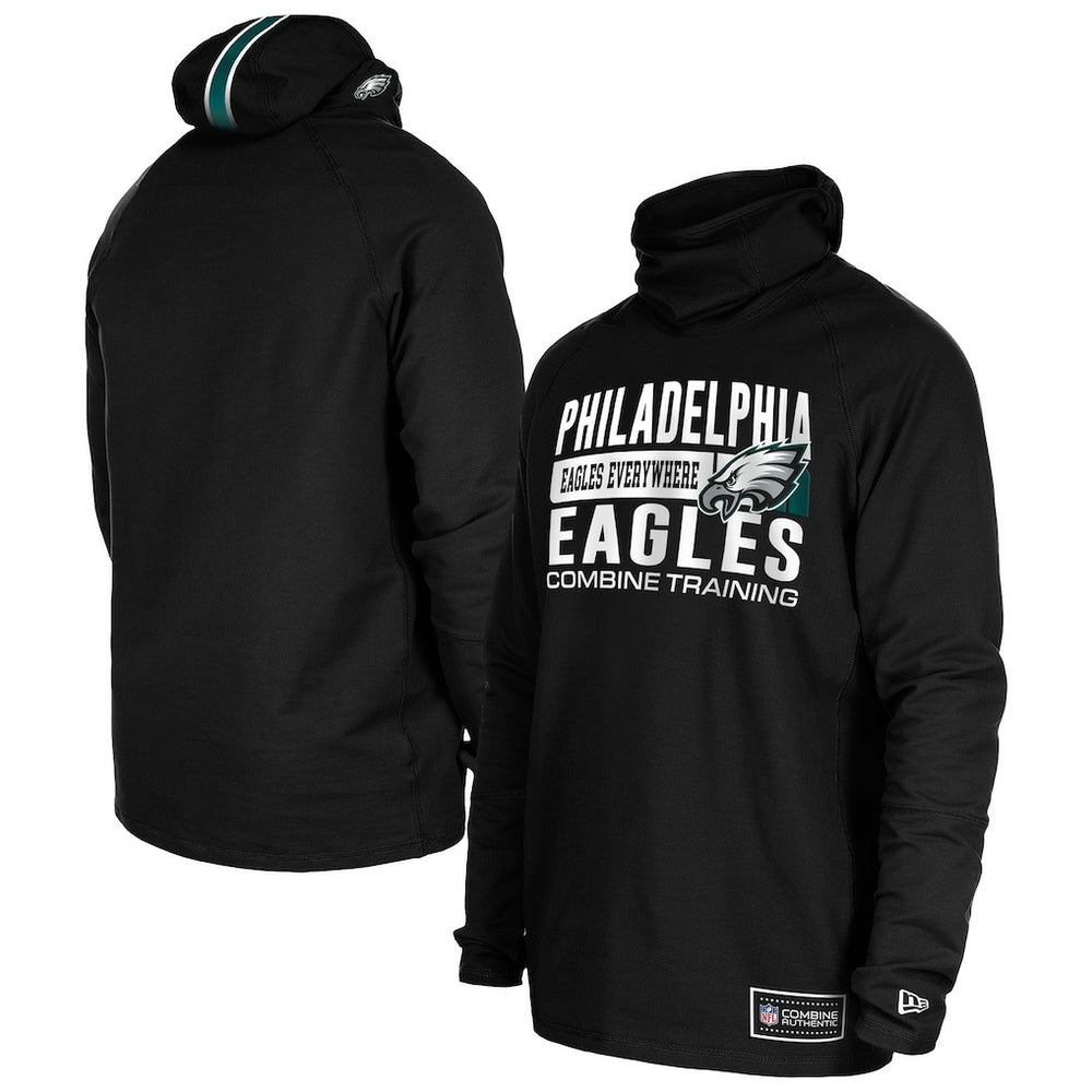 Philadelphia Eagles New Era Functional Fandom Balaclava Helmet Stripe Tri-Blend Hoodie Black | NFL