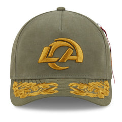 Los Angeles Rams New Era x Alpha Industries A-Frame 9FORTY Adjustable Hat Olive | NFL