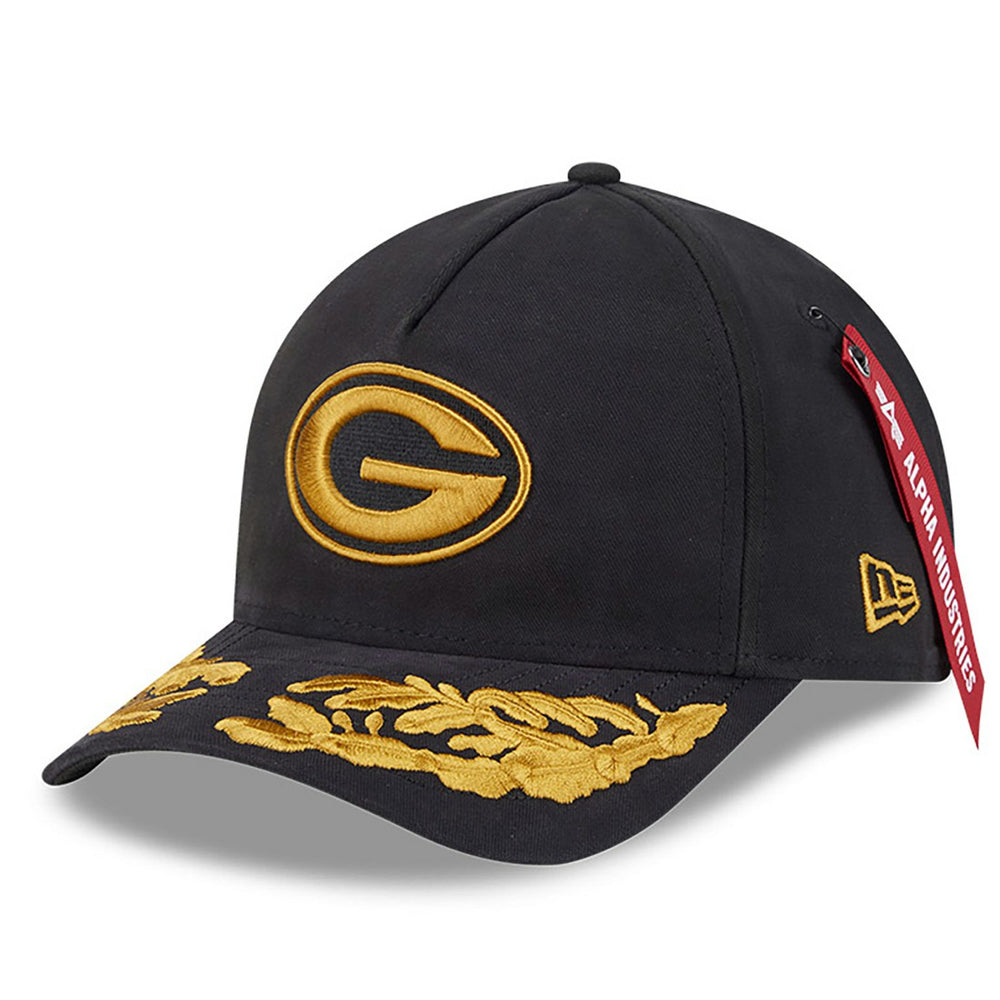 Green Bay Packers New Era x Alpha Industries A-Frame 9FORTY Adjustable Hat Black | NFL
