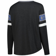 Indianapolis Colts New Era Women's Plus Size Throwback Lace-Up Long Sleeve T-Shirt Black | NFL