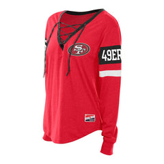 San Francisco 49ers New Era Women's Plus Size Throwback Lace-Up Long Sleeve T-Shirt Scarlet | NFL