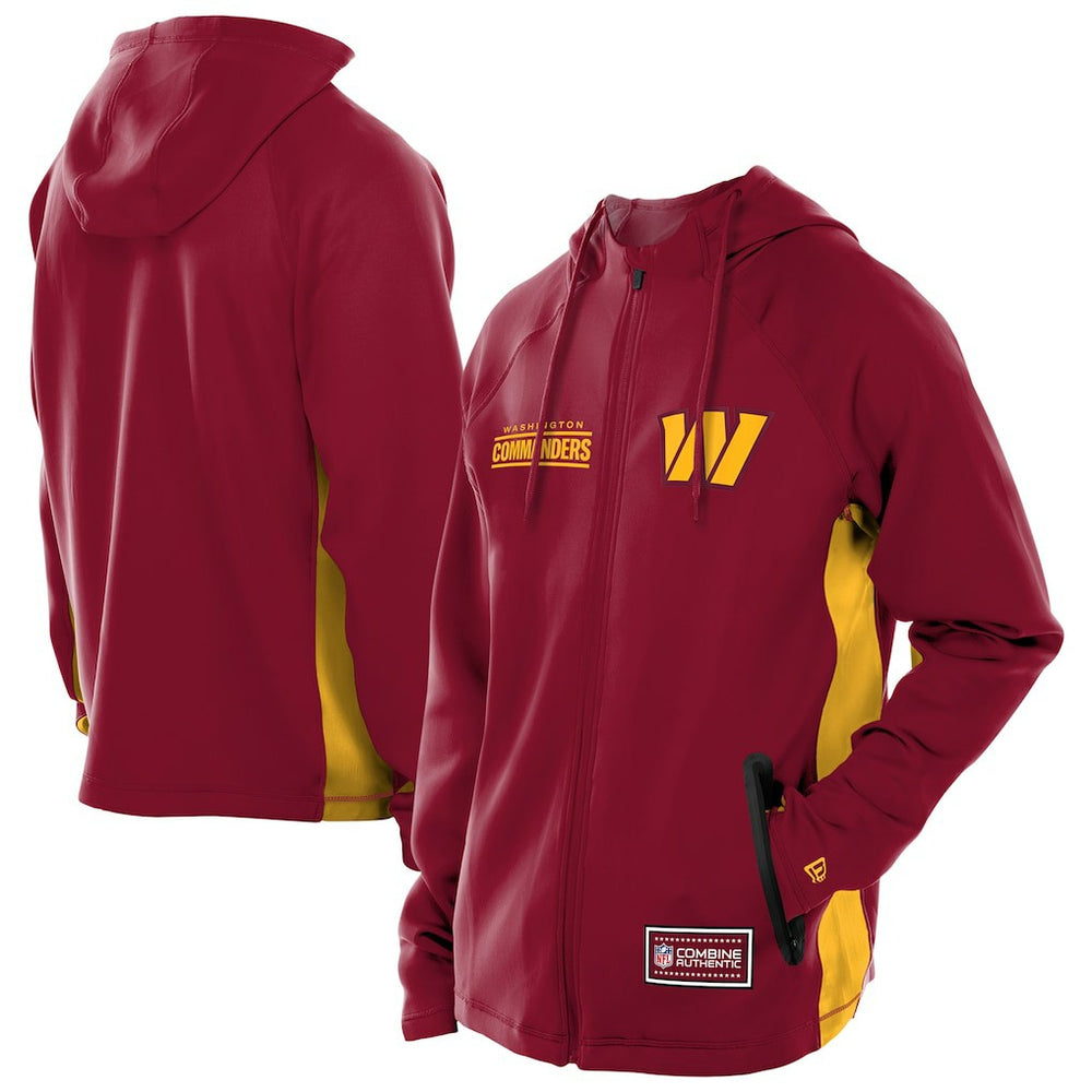 Washington Commanders New Era Combine Authentic Raglan Scuba Full-Zip Hoodie Burgundy | NFL