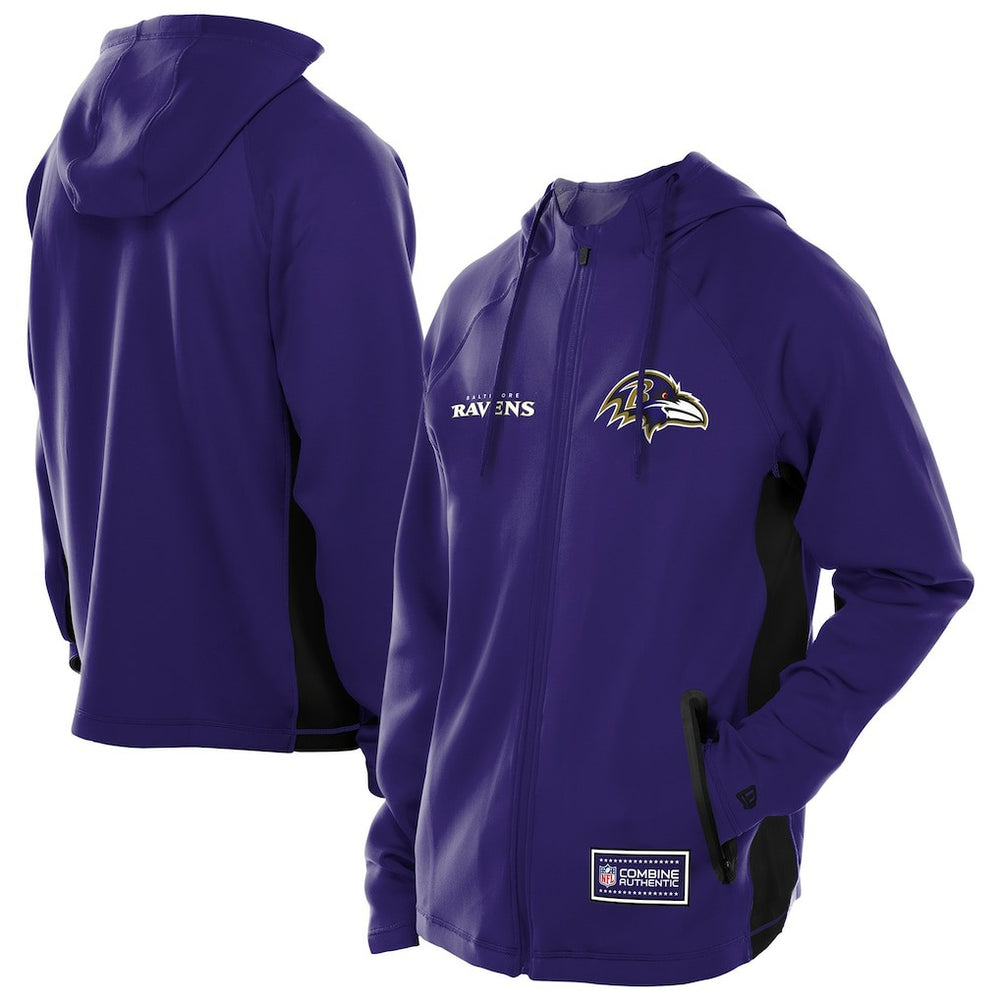Baltimore Ravens New Era Combine Authentic Raglan Scuba Full-Zip Hoodie Purple | NFL