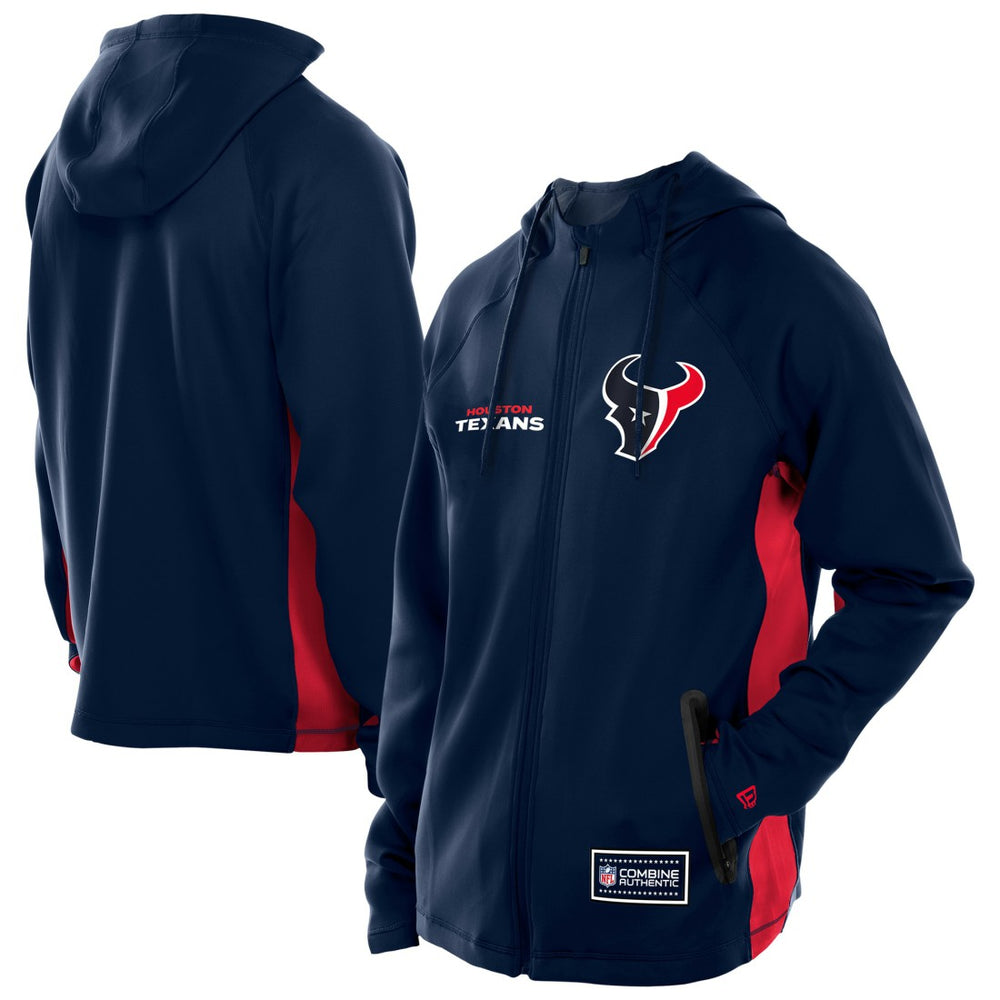 Houston Texans New Era Combine Authentic Raglan Scuba Full-Zip Hoodie Navy | NFL