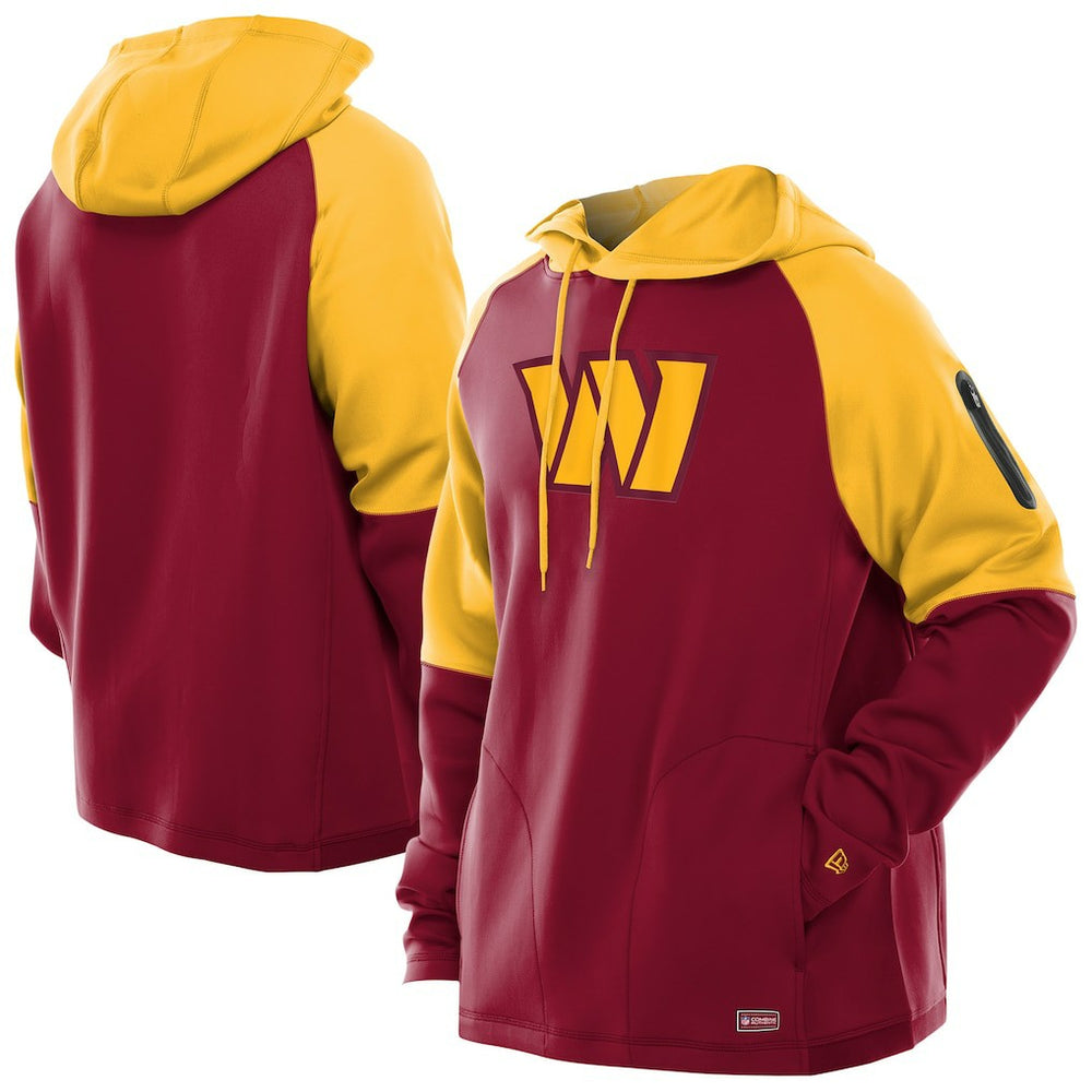 Washington Commanders New Era Combine Authentic Color Block Raglan Pullover Hoodie Burgundy | NFL