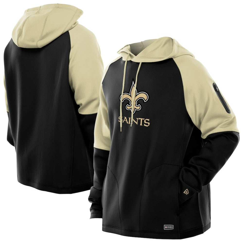 New Orleans Saints New Era Combine Authentic Color Block Raglan Pullover Hoodie Black | NFL