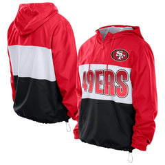 San Francisco 49ers New Era Ripstop Quarter-Zip Hooded Windbreaker Scarlet | NFL