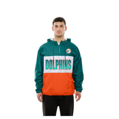 Miami Dolphins New Era Ripstop Quarter-Zip Hooded Windbreaker Aqua | NFL